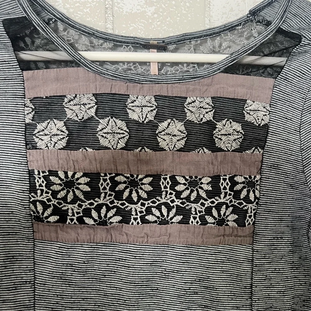 Free People black lace top shirt embroidered